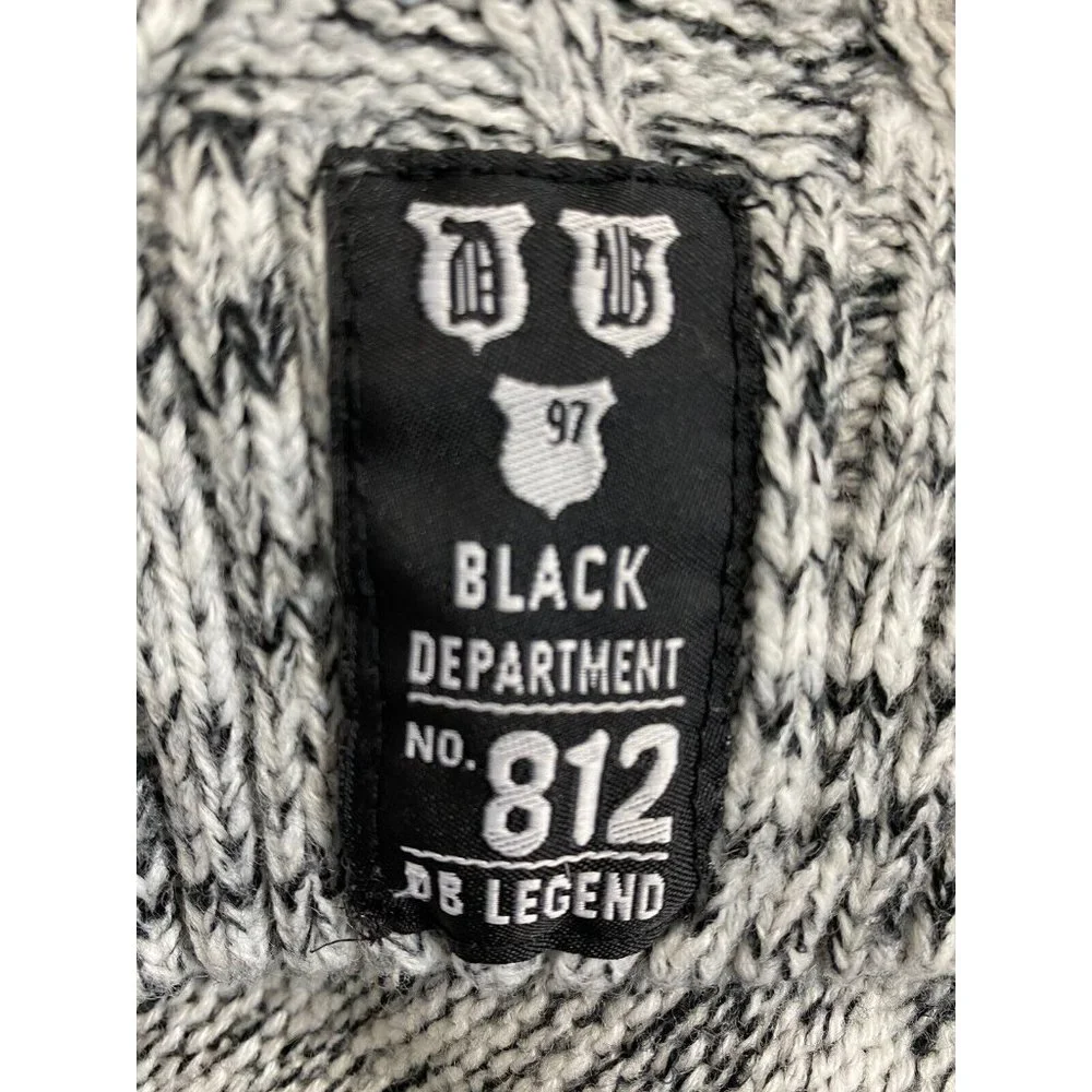 DARKBLACK White Black Chunky Knit Hooded Sweater Size M Medium